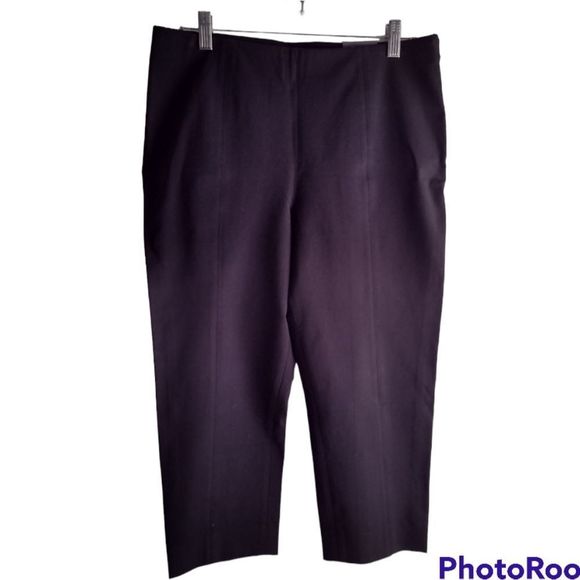 Talbots Chatham Pants NEW Black Crop Side Zip Stretch Sz 12P Office Casual - Picture 1 of 12